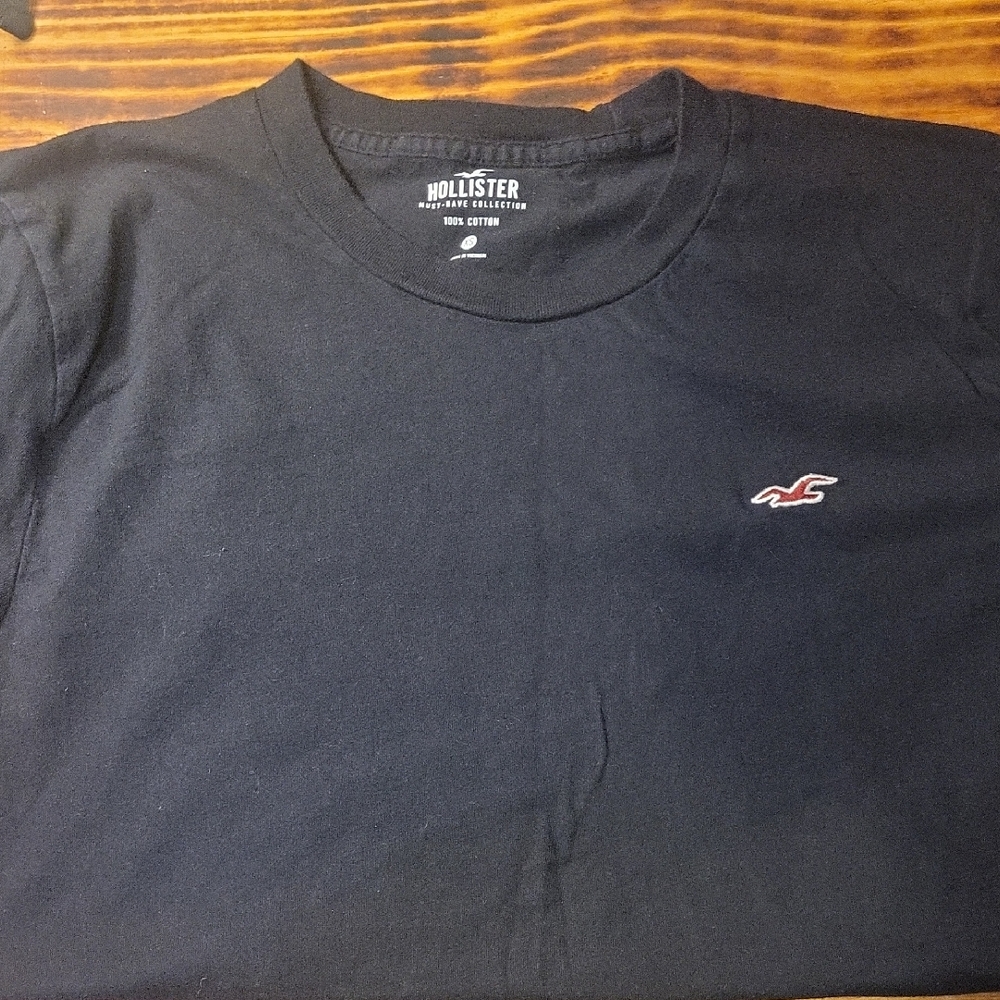 Hollister Men's Dark Tee with Logo